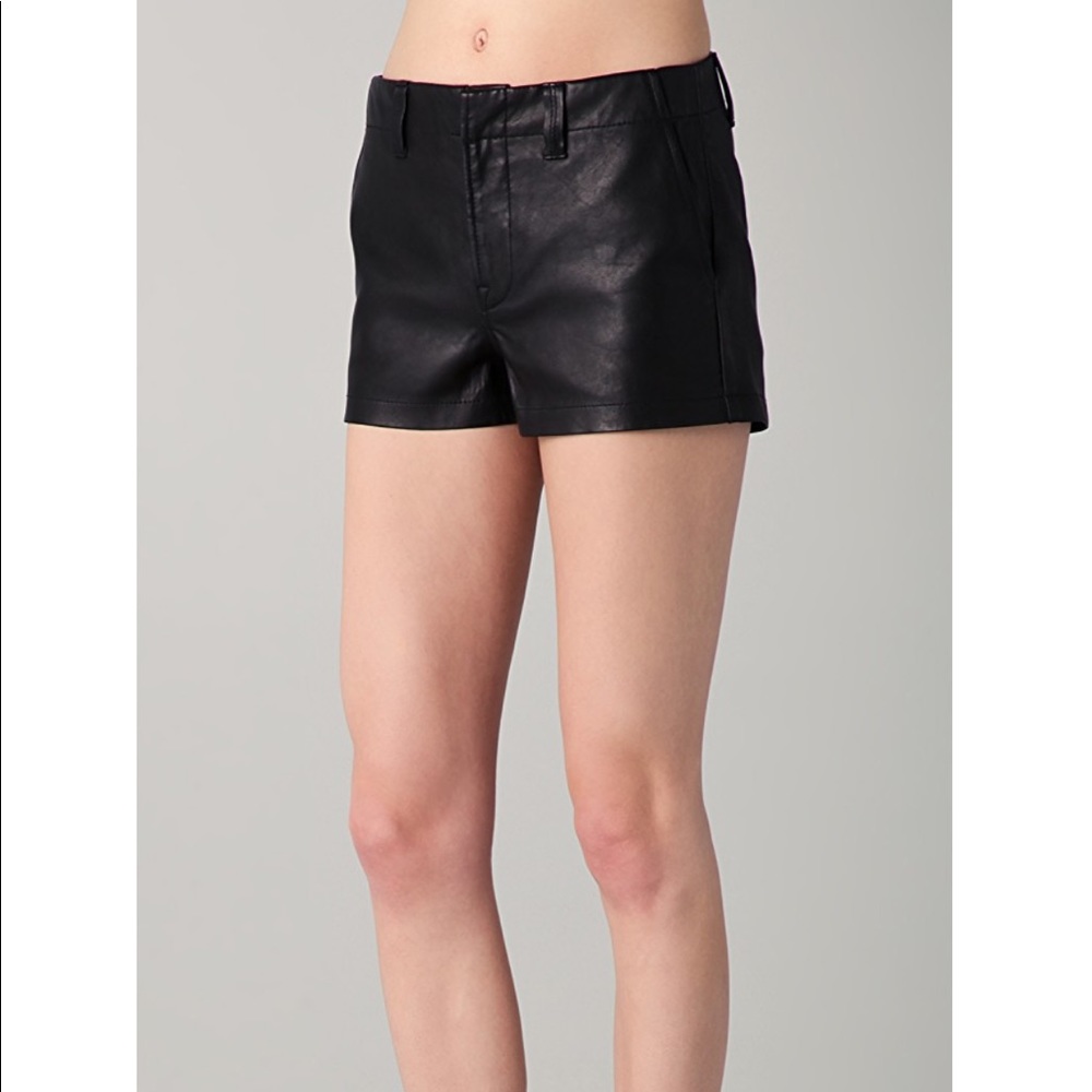 J Brand High Waist Black Leather Shorts